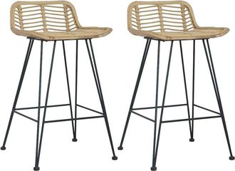vidaXL Sedie da Bar 2 pz in Rattan Naturale - Vidaxl