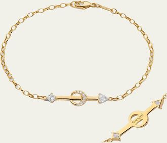 Monica Rich Kosann 18K YELLOW GOLD STRENGTH ARROW POESY BRACELET WITH TRILLION, PRINCESS CUT AND DIAMONDS
