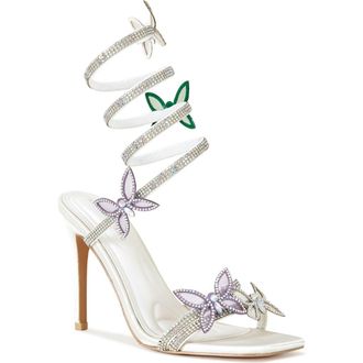 Azalea Wang Zarya Ankle Wrap Sandal in White at Nordstrom Rack, Size 8.5