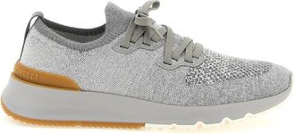 Brunello Cucinelli Melange Knit Sneakers - Heren - Sneakers - Grijs - 41 EU - Katoen - Schoenen