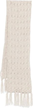 Coccinelle cable-knit fringed scarf - women - Polyester/Recycled Acrylic/Alpaca/Wool - One Size - Neutrals