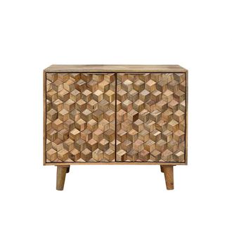 Jaipur Furniture Geometric Small Sideboard - Mango Wood - L45 x W93 x H77 cm - Mango Light Finish in Brown