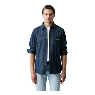 A|X Armani Exchange Katoenen Shirt - Heren - Spijkeroverhemden - Blauw - L - Katoen - Overhemden