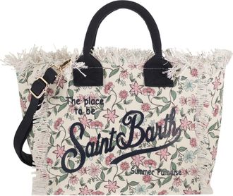 MC2 Saint Barth bloemencanvas draagtas met rafelige details