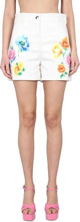 Moschino Korte Broeken, Dames, Veelkleurig, S, Katoen, Shorts In Broderie Anglaise Flower Chin&eacute;