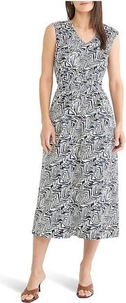 Nic+Zoe Petite Inked Lines Dierdre Dress Womens Dress Indigo : PL, Lyocell/Ramie