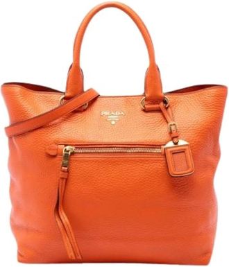 Prada Pre-owned Leather Satchel - Dames - Vintage Shopper - Oranje - ONE Size - Leer - Vintage
