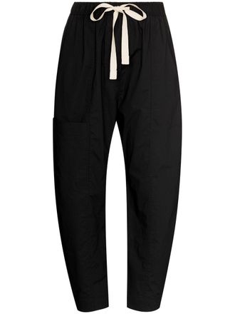 Lee Mathews drawstring cropped cotton trousers - women - Cotton - 2 - Black