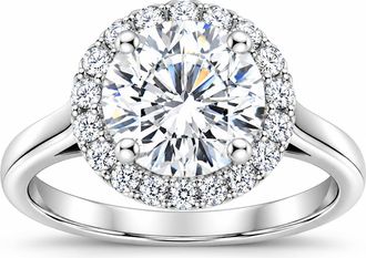 Pompeii3 1.75 ct Round Diamond Halo Engagement Ring 14k White Gold Lab Grown