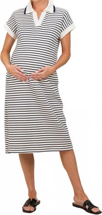 She + Sky Leah Midi Dress In Navy And White