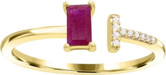 Diamond2Deal 10K Yellow Gold Ruby and Diamond Engagement Ring ( 0.40Ct)