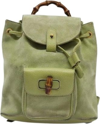 Gucci Pre-owned Backpacks, female, Green, Size: ONE SIZE Pre-owned Bamboo Backpack