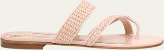 Manolo Blahnik Susara Woven Flat Slide Sandals
