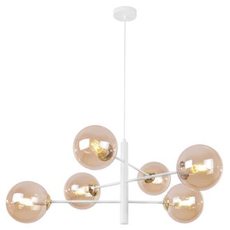 OEM L&aacute;mpara Colgante Vicenza Oro Blanco 6 Planas Pantalla Miel E14