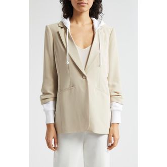 Cinq &agrave; Sept Hooded Khloe Jacket in Khaki/white at Nordstrom, Size 14