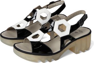 FLY London TEWA573FLY Womens Sandals Black/White : EU 41 (US Womens 10-10.5) M, Leather