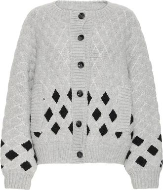 Ichi Cardigans - Dames - Vesten - Grijs - M - Leer - Truien & Vesten