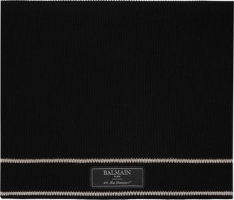 Balmain Ribgebreide Sjaal - Heren - Wintersjaals - Zwart - ONE Size - Wol - Accessoires