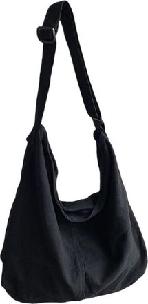 Generic Canvas Shoulder Bag Large Capacity Messenger Crossbody Bags Hobo Bag with Zipper and Adjustable Shoulder Strap for Casual Travel Shopping School,Black
