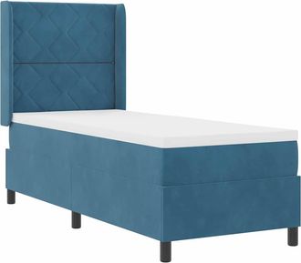 vidaXL Cama Con Box Spring Led Y Colch&oacute;n Azul 80 X 200 Cm Terciopelo