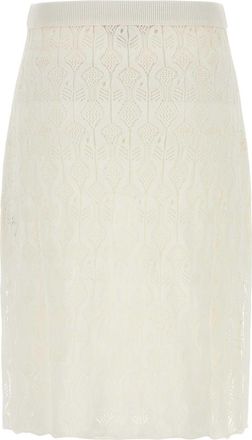 Bottega Veneta Womens Pesci Skirt White Cotton Silk
