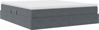 vidaXL Storage Bed with Mattress Dark Grey 160 x 200 cm Velvet vidaXL
