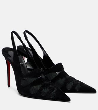 Christian Louboutin Circus Max suede and mesh slingback pumps