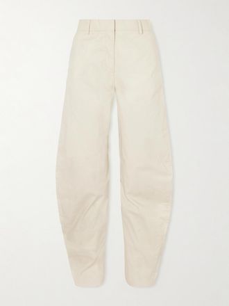 Acne Studios Pantaloni Barrel In Twill Di Cotone Biologico Spalmato - Neutri