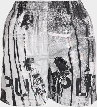 Purple Men & apos;s All-Round Palm Logo Pull-On Shorts