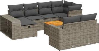 vidaXL Set De Sof&aacute;s De Jard&iacute;n 11 Pzas Y Cojines Rat&aacute;n Sint&eacute;tico Gris Vidaxl