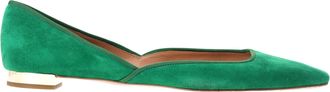 Aquazzura Maia Ballet Flats in Green Suede