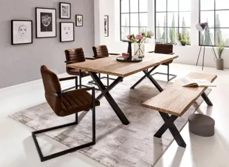 HOME AFFAIRE Esstisch &raquo;Maryland&laquo;, mit Baumkantenoptik, aus massiver Akazie