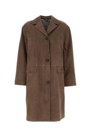 Max Mara Dove Grey Suede Ortensia Coat