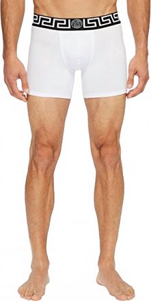 Versace Mens Iconic Long Trunks In White/black