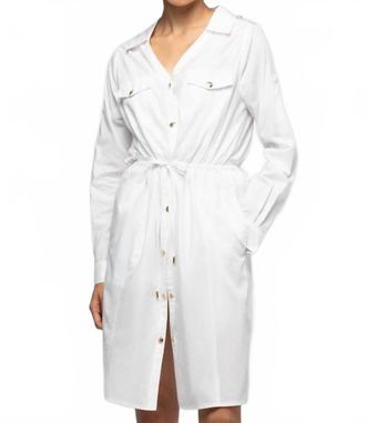 Max & Moi Ramie Mini Shirt Dress In White
