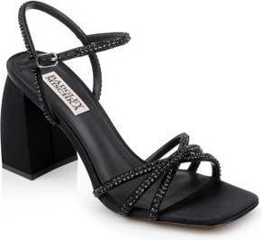 Badgley Mischka Brixley Ankle Strap Sandal in Black Satin at Nordstrom Rack, Size 9.5