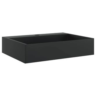 Berkfield Home Wash Basin 50x38x11 cm Mineral Cast/Marble Cast Matt Black | Size: 50 x 38 x 11 cm