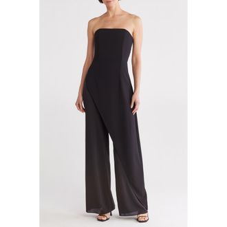 Alice & Olivia Alondra Strapless Jumpsuit in Black at Nordstrom Rack, Size 12