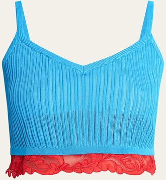 Versace Ribbed Lace Crop Top