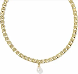 Kendra Scott Womens Oakland Pearl Chain Necklace In Gold