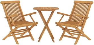 vidaXL Juego De Comedor Para Jard&iacute;n 3 Piezas Madera Maciza De Teca Vidaxl