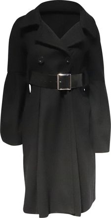 Sportmax Double-breasted Trench Coat in Black Wool