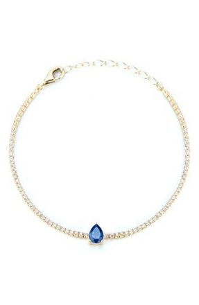 Sphera Milano 14K Gold Plated Sterling Silver Cubic Zirconia Tennis Bracelet in Gold/blue at Nordstrom Rack