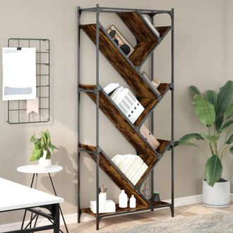 vidaXL Estanter&iacute;a Madera Ingenier&iacute;a Y Metal Roble Ahumado 79x30x180 Cm Vidaxl