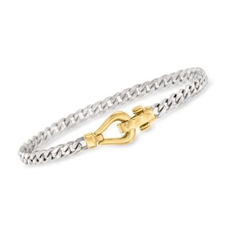 Ross-Simons Two-Tone Sterling Silver Curb-Link Bracelet