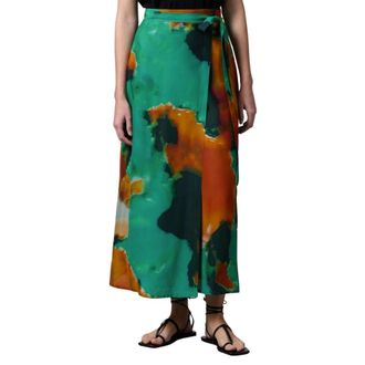 Roberto Collina Abstracte Omslagrok - Dames - Maxi Rokken - Groen - M - Rokken