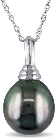 Delmar 14K White Gold Cultured Black Tahitian Pearl Pendant Necklace at Nordstrom Rack