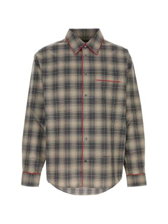 Marni Camicia Marni a quadri sfumati beige e marrone chiaro con profili a contrasto