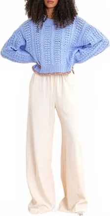 Sablyn Tara B Slouchy Crewneck Sweater In Azureous