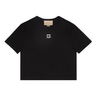 Gucci (WMNS) Gucci Cotton jersey T-shirt Black White 764971-XJF1K-1043